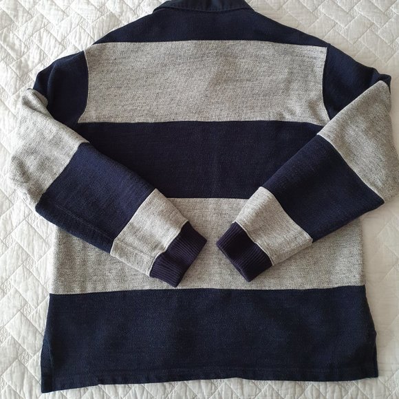 Blue Blue Japan Border Rugby Shirt - Grey & Navy - Picture 4 of 8